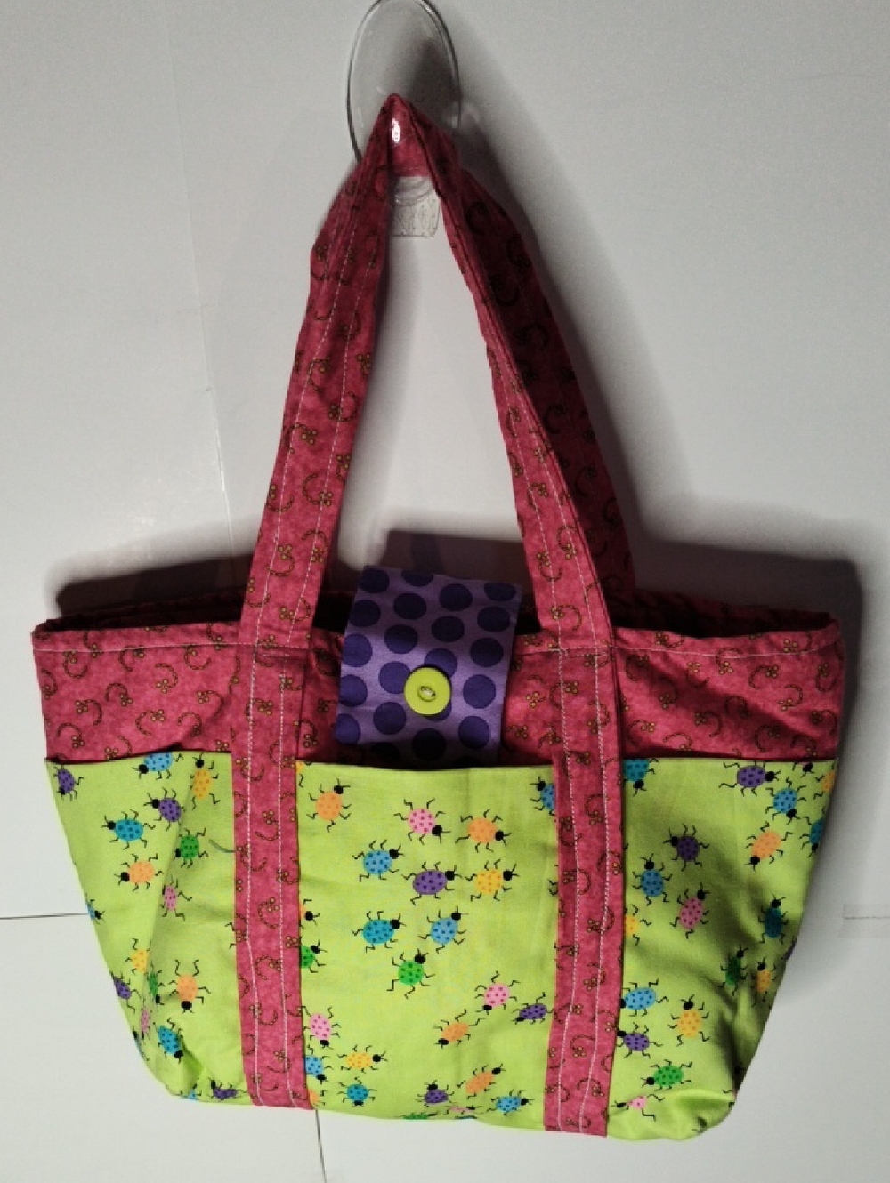 Ladybug And Beetle Colorful Snap Close Multi Pocket Homemade Bag